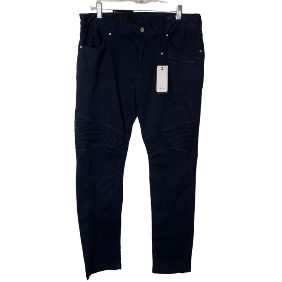 Armani Exchange J27 Skinny Biker Black Jeans 34 X 34 NWT - Picture 1 of 8